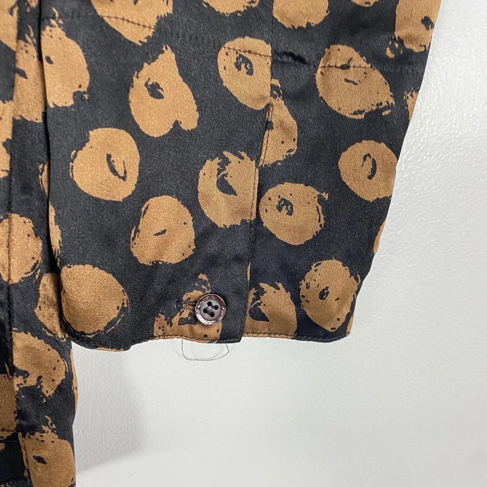 Vintage Richard Warren Neiman Marcus Blouse Womens 8 Black Silk Polka Dot Print - Picture 2 of 13